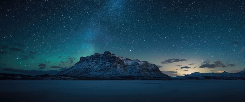 Stars illuminating the mountain sky at night