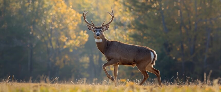 Whitetail deer in rut, stomping and snorting large specimen