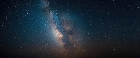 Obraz premium Milky way and solar system universe illuminated by Perseids
