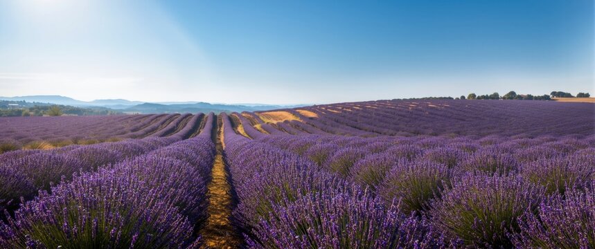 Patterns formed by lavender shrubs reflecting the landscape