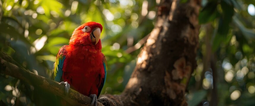 Chattering Parrot with Red Plumage