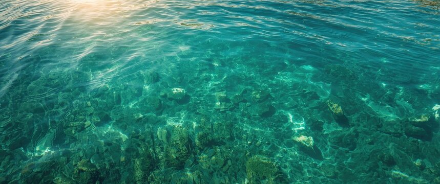 Beautiful ripple effect on sea water surface in paradise lagoon