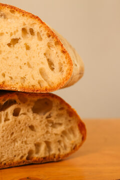 Neapolitan cafone bread with white flour, freshly baked in a bakery and ready to be sold