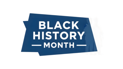 Black history month logo on blue background isolated on transparent background