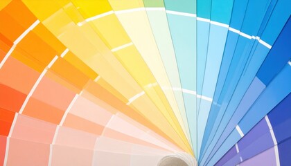 Obraz premium A dynamic display of colorful paint swatches arranged in a circular pattern, showcasing a full spectrum of vibrant hues.