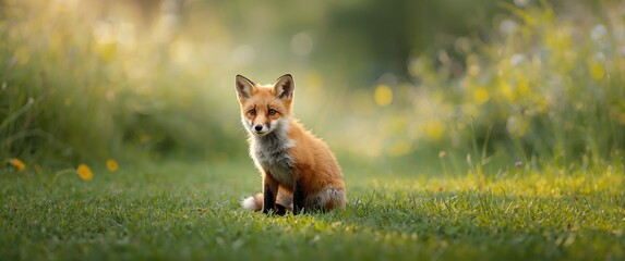 Charming wild red fox in nature
