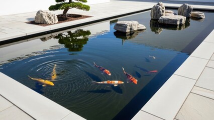 Koi pond scene