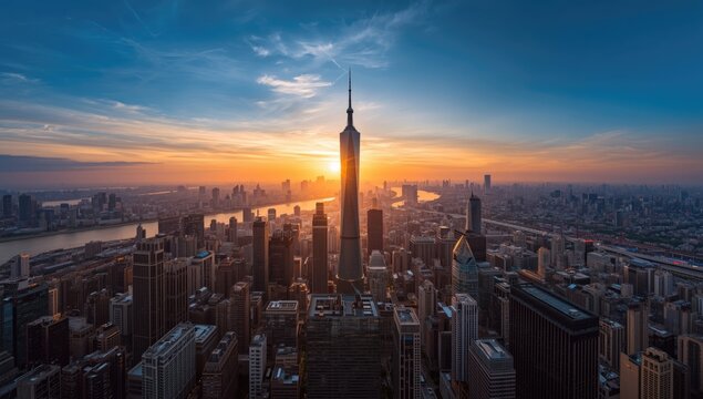 Birds eye view of a metropolitan area building distribution and city layout, urban development, World Urbanization Day