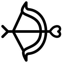 Cupid Bow and Heart Arrow Love Icon Line Art