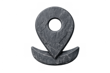 Rock map pin location marker showing travel destination, navigation, and gps geotag point on transparent background