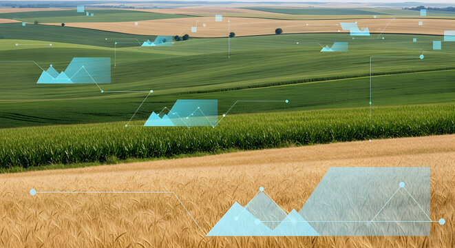 Smart farming technology with data analytics on agricultural fields. - Powered by Adobe