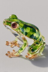 Colorful Glass Frog Figurine with Crystal Detailing for Collectors