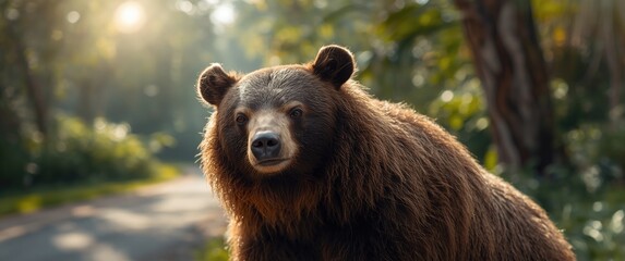 Fototapeta premium Zoo scene featuring a close-up of a Sloth bear