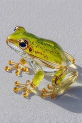 Colorful Glass Frog Figurine with Intricate Details and Texture