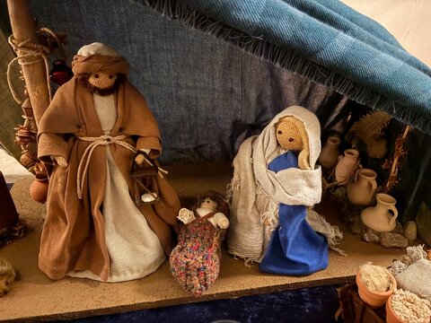 Nahaufnahme einer Weihnachtskrippe