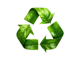 Green Eco Leaf with Recycling Symbol PNG