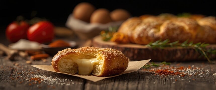 Turkish cuisine; Traditional Handmade Cheese Pastry (Peynirli Pogaca)
