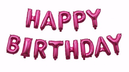 Celebratory pink balloons spelling happy birthday