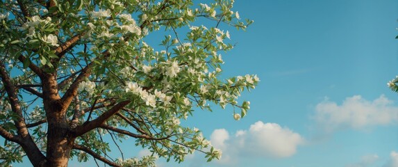 Obraz premium Cheery tree in Serbia with white flowers starting to blossom