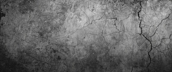 Obraz premium Black and white cracked grunge texture with high contrast and rough, distressed patterns, suitable for backgrounds and overlays