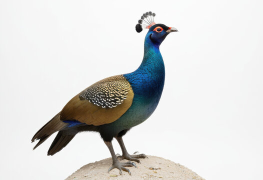 Himalayan Monal, Lophophorus impejanus, Impeyan monal, is a landfowl native to Himalayan, Nepal national bird, white background