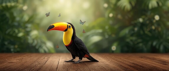 Resting Toucan Bird Featuring Yellow