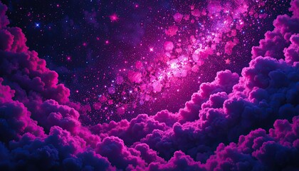 Vibrant purple clouds with sparkling stars in deep space