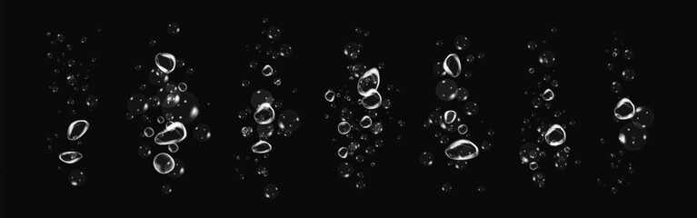 Set of clean water bubbles with soap foam effect.