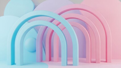 Obraz premium Vibrant pastel arches in a dreamy sky