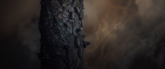 Charred wood surface and tree details