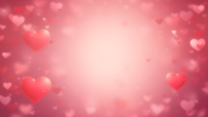 Romantic Valentine&rsquo;s Day Background with Pink Hearts and Soft Bokeh.