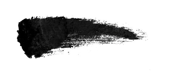 Isolated black stain brush stroke in abstract style on white background