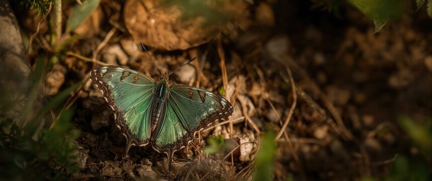 Provence hairstreak Butterfly Lycaenidae Tomares ballus resting on the ground