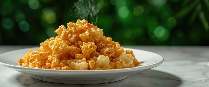 Deep fried Tahu popcorn or Tofu Popcorn with cornflakes, selective focus