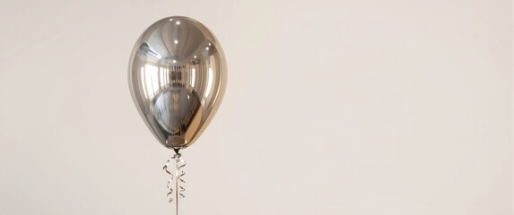 Decorative element: single chrome silver helium balloon for festivities