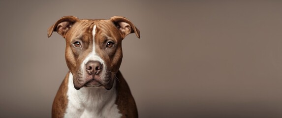 Facing Forward: Brown and White Pitbull