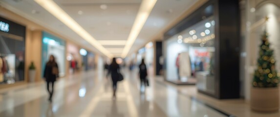 Naklejka premium Shopping mall abstract backdrop featuring shallow depth of field
