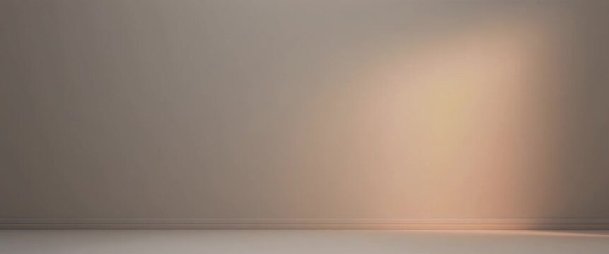 Minimalist interior with soft ambient lighting gently flickering, captured in a slow pan across an empty beige room; cinematic style emphasizes tranquility and space.
