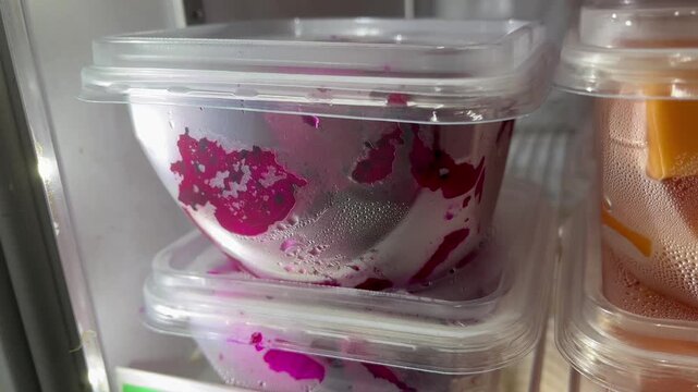 Food containers in a refrigerator