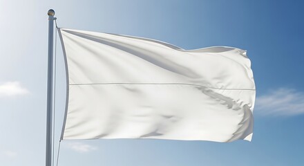 White flag waving in the wind on a clear day
