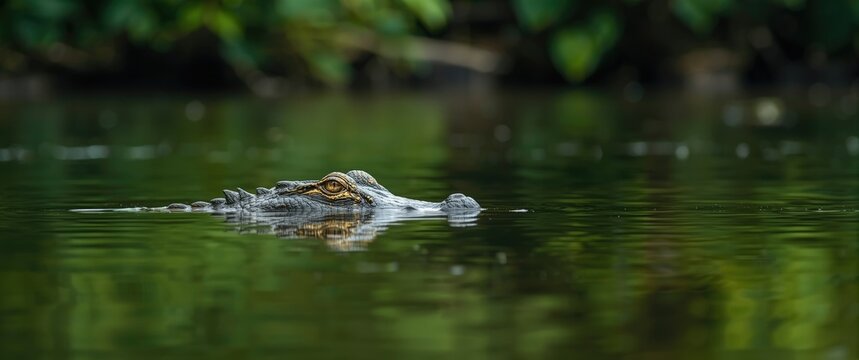 Head of a mature Saltwater Crocodile (Crocodylus porosus) in Indonesia river