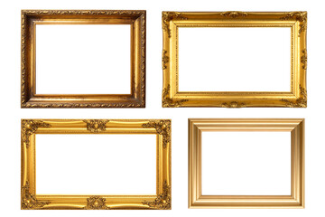 Set of vintage picture frame isolated on white background.