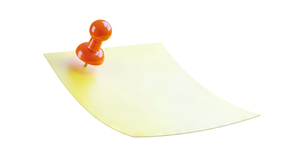 Yellow sticky note with an orange pushpin