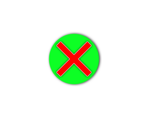 Green circle with red x icon isolated on transparent background