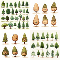 set of christmas trees