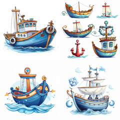 set of wooden boats