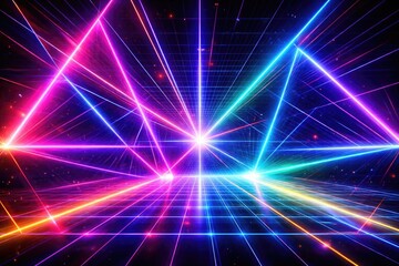 Abstract backdrop with vibrant laser light geometric compositions