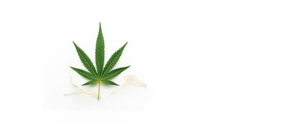 Obraz premium Marijuana leaf detailed shot against a white background