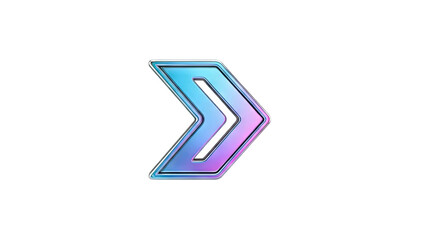 Double Chevron Arrow Icon with Iridescent Finish