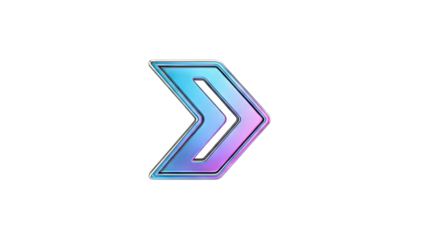 Double Chevron Arrow Icon with Iridescent Finish